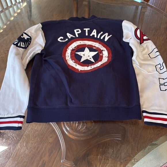 Marvel CAPTAIN USA Medium Navy White Snap Button Front Long Sleeve Unisex Jacket - Picture 14 of 14